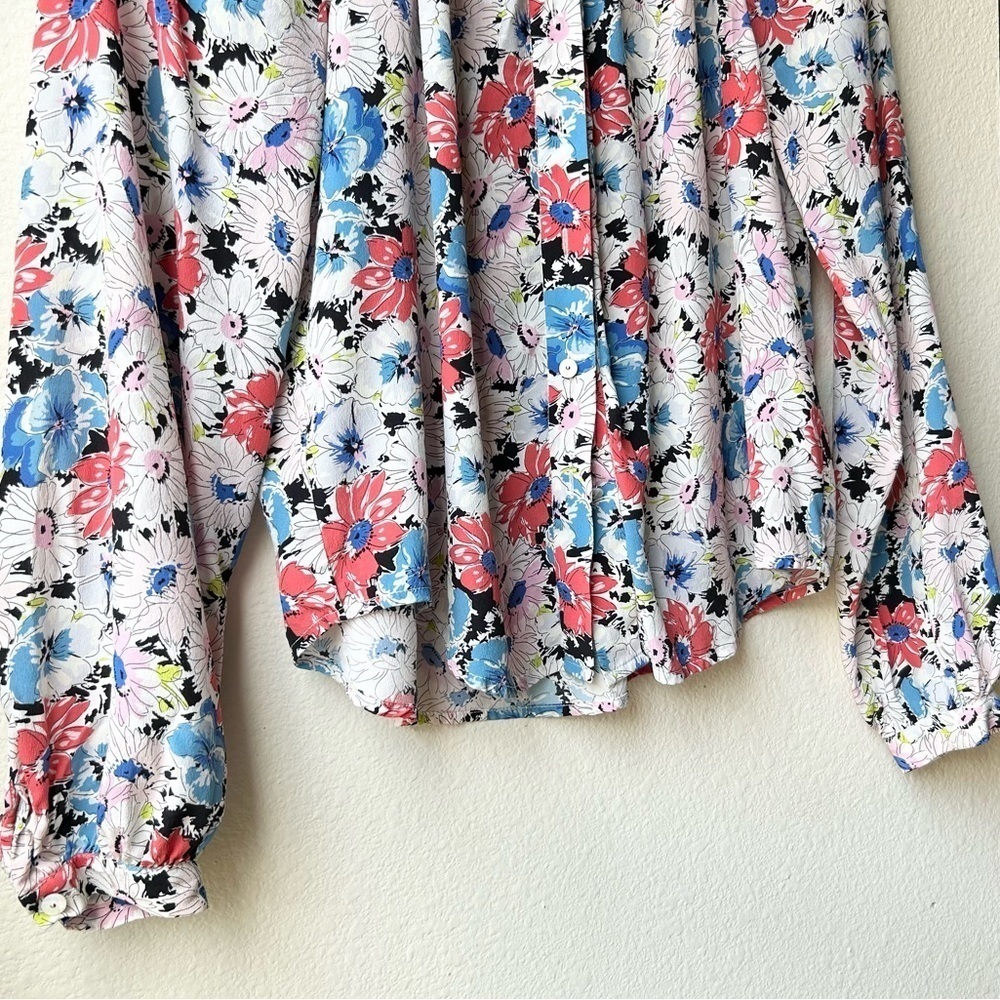 Veronica Beard Silk Madge Button Multi Floral Sil… - image 8